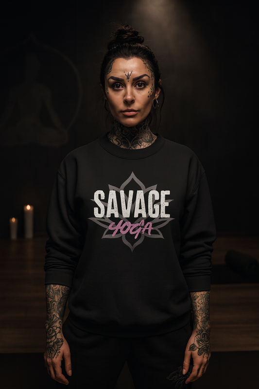 Savage Yoga Rose Crewneck — Dark, Soft &amp; Fiercely Comfortable