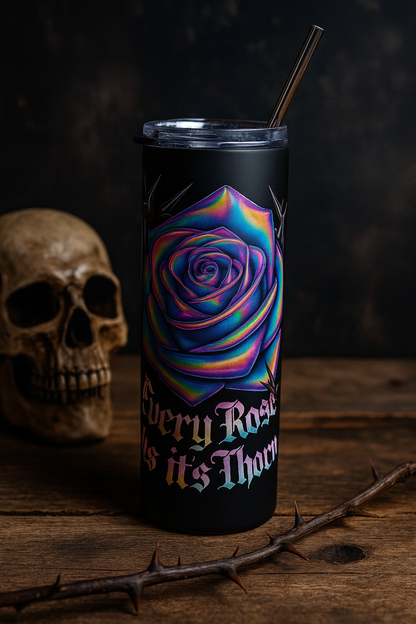20oz Stainless Tumbler — Holographic Every Rose Has Its Thorns