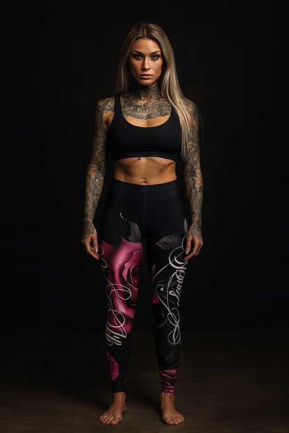 Savage Yoga – Midnight Rose Performance Leggings