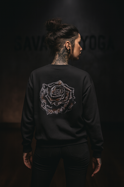 Savage Yoga Rose Crewneck — Dark, Soft &amp; Fiercely Comfortable